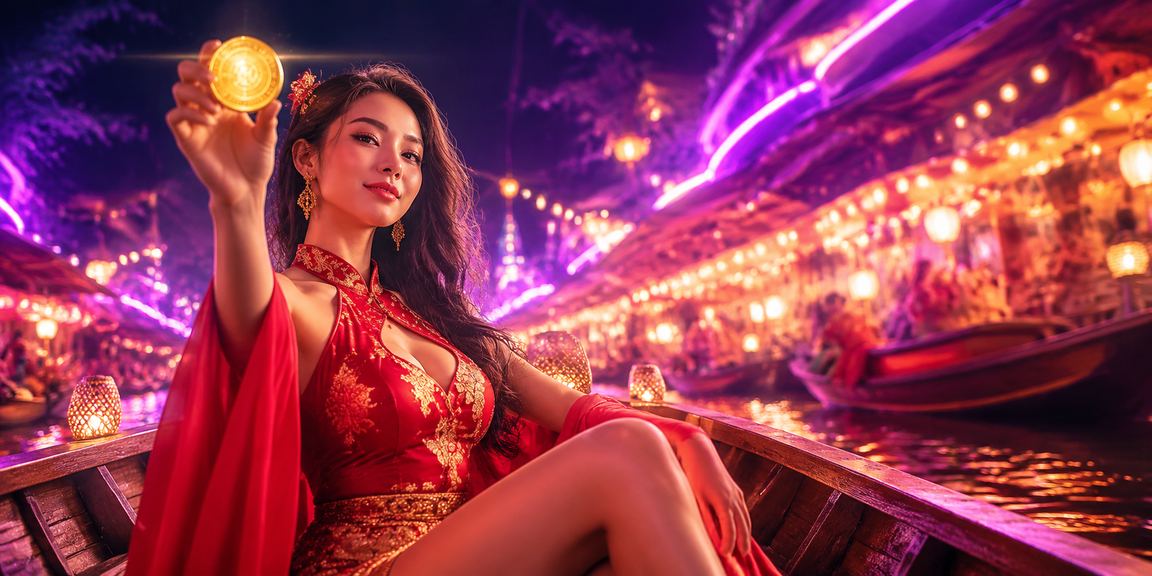 Khung cảnh chợ đêm vùng Mekong với ánh đèn lung linh, người dùng thư giãn xem kèo trực tuyến